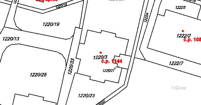 Nový Bohumín 1144, Bohumín na parcele st. 1220/3 v KÚ Nový Bohumín, Katastrální mapa