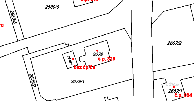 Frýdlant 825, Frýdlant nad Ostravicí na parcele st. 2678 v KÚ Frýdlant nad Ostravicí, Katastrální mapa