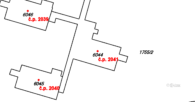 Cheb 2041 na parcele st. 6044 v KÚ Cheb, Katastrální mapa
