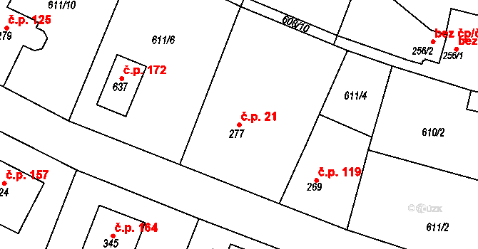 Čachovice 21 na parcele st. 277 v KÚ Čachovice, Katastrální mapa