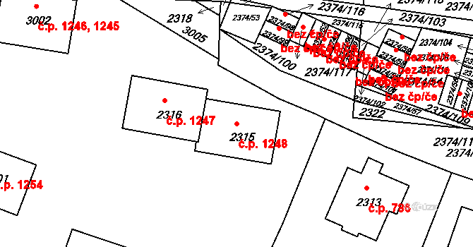 Braník 1248, Praha na parcele st. 2315 v KÚ Braník, Katastrální mapa