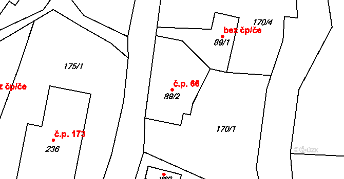Čistá v Krkonoších 66, Černý Důl na parcele st. 89/2 v KÚ Čistá v Krkonoších, Katastrální mapa