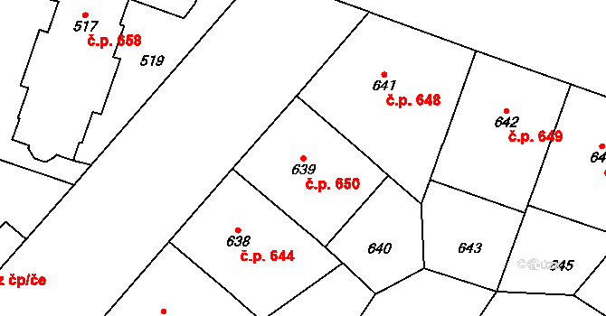 Vršovice 650, Praha na parcele st. 639 v KÚ Vršovice, Katastrální mapa