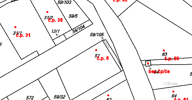 Loukonosy 6, Žiželice na parcele st. 51 v KÚ Loukonosy, Katastrální mapa