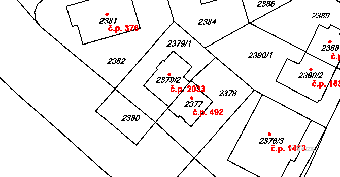 Krč 2033, Praha na parcele st. 2379/2 v KÚ Krč, Katastrální mapa