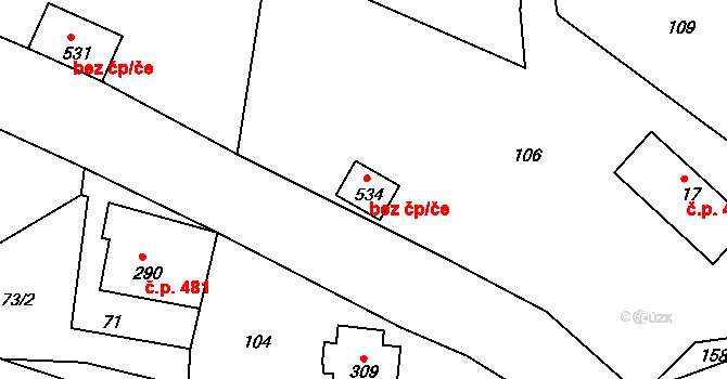 Bobov 699, Malá Skála na parcele st. 534 v KÚ Sněhov, Katastrální mapa
