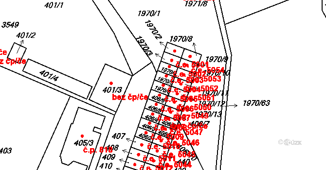 Kamenice nad Lipou 5005 na parcele st. 1970/6 v KÚ Kamenice nad Lipou, Katastrální mapa