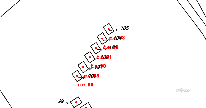 Vojtěchov 91, Lísek na parcele st. 103 v KÚ Vojtěchov u Lísku, Katastrální mapa