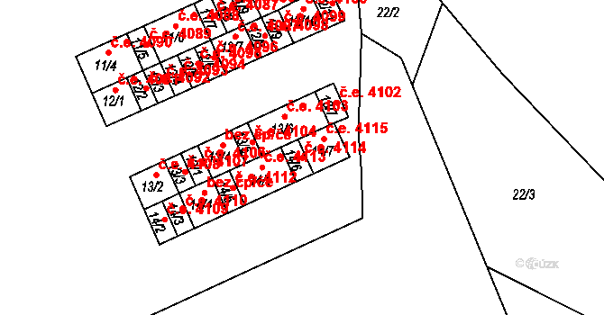 Kadaň 4114 na parcele st. 14/6 v KÚ Bystřice u Kadaně, Katastrální mapa
