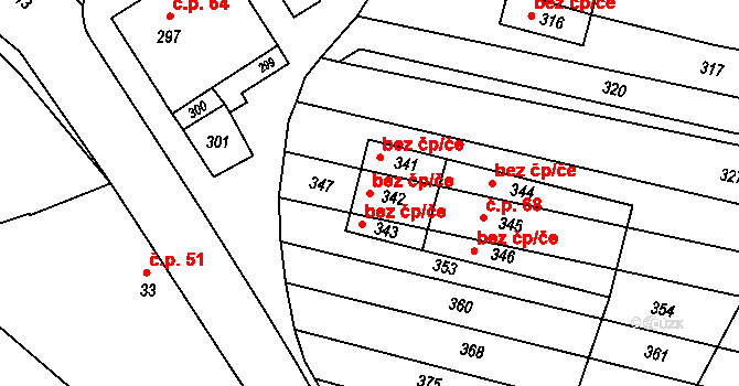 Lomy 41628209 na parcele st. 342 v KÚ Lomy u Jemnice, Katastrální mapa