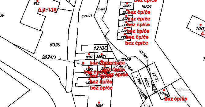 Rožnov pod Radhoštěm 43607209 na parcele st. 3963/1 v KÚ Rožnov pod Radhoštěm, Katastrální mapa