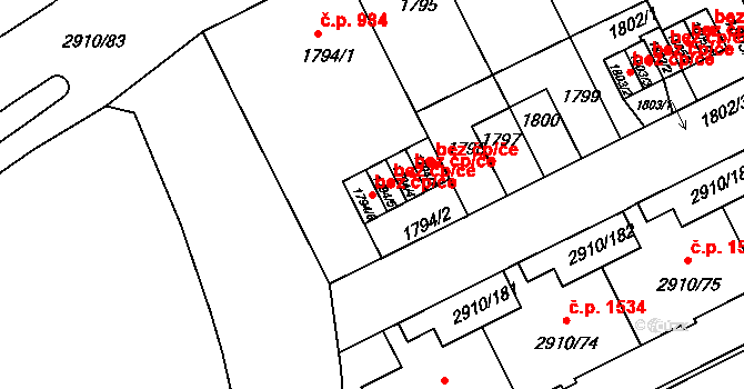 Praha 49017209 na parcele st. 1794/6 v KÚ Nusle, Katastrální mapa