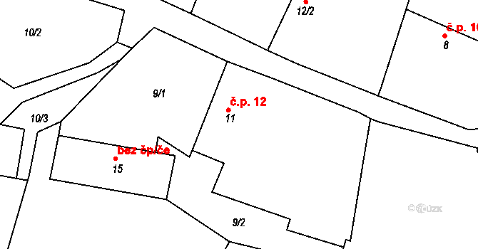Kolišov 12, Bernartice na parcele st. 11 v KÚ Kolišov, Katastrální mapa