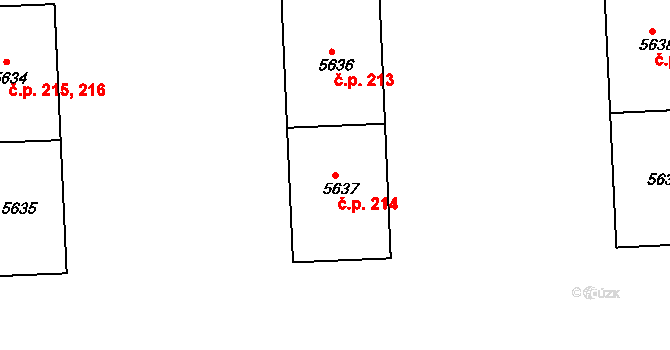 Polabiny 214, Pardubice na parcele st. 5637 v KÚ Pardubice, Katastrální mapa