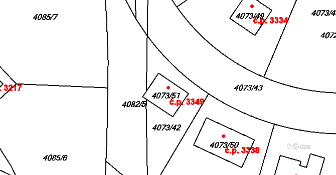 Česká Lípa 3349 na parcele st. 4073/51 v KÚ Česká Lípa, Katastrální mapa