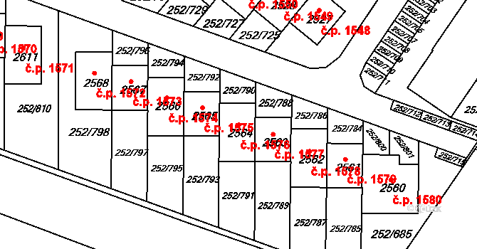 Rosice 1576 na parcele st. 2564 v KÚ Rosice u Brna, Katastrální mapa