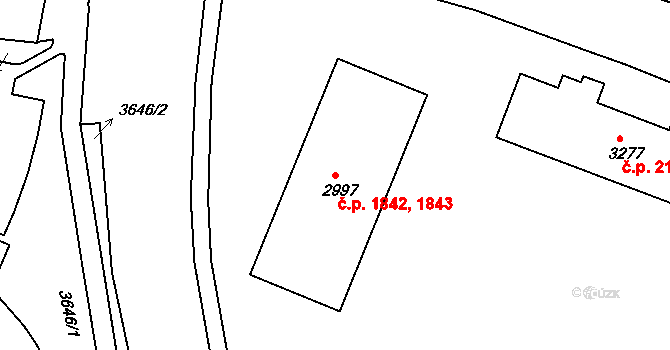 Rakovník II 1842,1843, Rakovník na parcele st. 2997 v KÚ Rakovník, Katastrální mapa