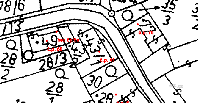 Nišovice 41 na parcele st. 43/1 v KÚ Nišovice, Katastrální mapa