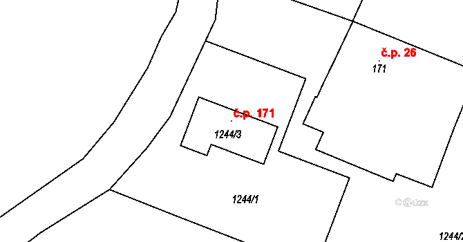 Libníč 171 na parcele st. 1244/3 v KÚ Libníč, Katastrální mapa