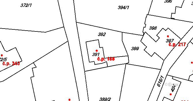 Kaňk 188, Kutná Hora na parcele st. 391 v KÚ Kaňk, Katastrální mapa