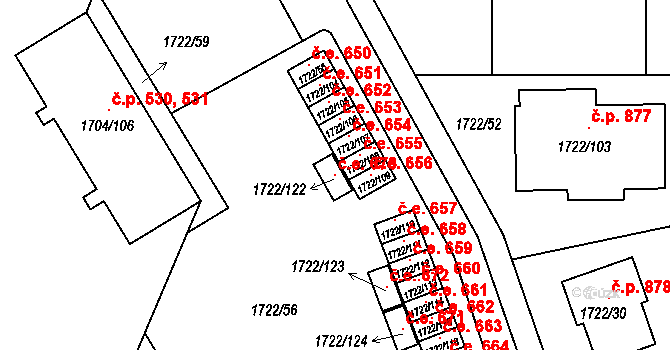 Miřetice u Klášterce nad Ohří 673, Klášterec nad Ohří na parcele st. 1722/122 v KÚ Miřetice u Klášterce nad Ohří, Katastrální mapa