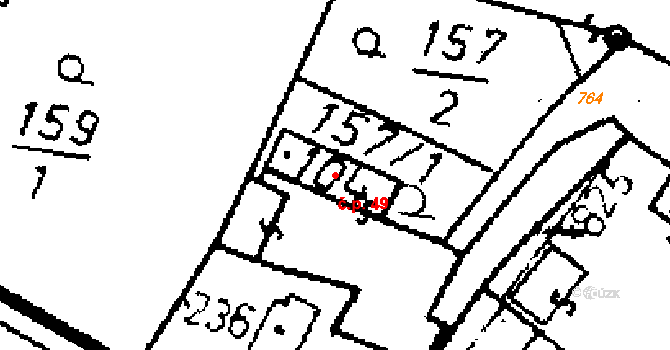 Seletice 49 na parcele st. 104 v KÚ Seletice, Katastrální mapa