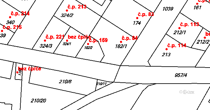 Humny 84, Pchery na parcele st. 182/1 v KÚ Pchery, Katastrální mapa