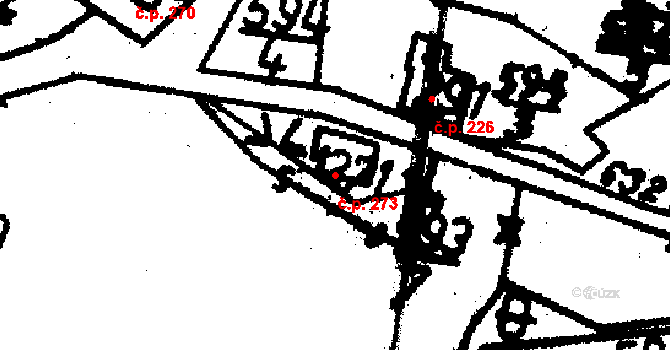 Tisová 273, Kraslice na parcele st. 271 v KÚ Tisová u Kraslic, Katastrální mapa