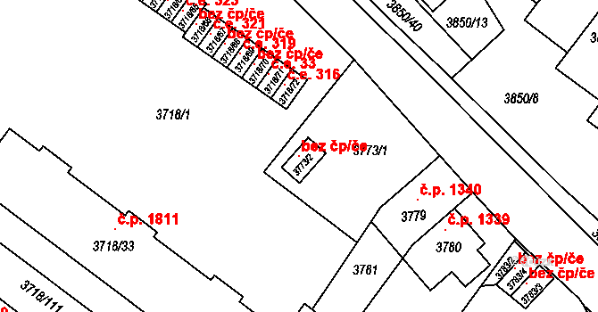 Litoměřice 147666210 na parcele st. 3773/2 v KÚ Litoměřice, Katastrální mapa