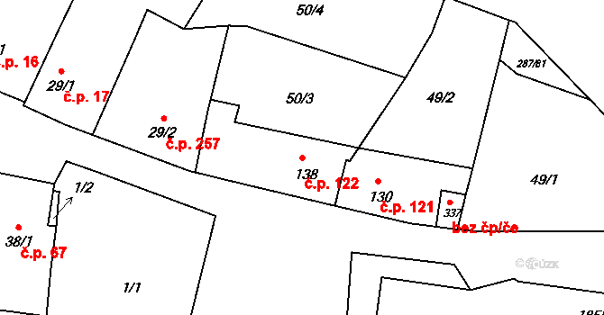 Tetín 122 na parcele st. 138 v KÚ Tetín u Berouna, Katastrální mapa