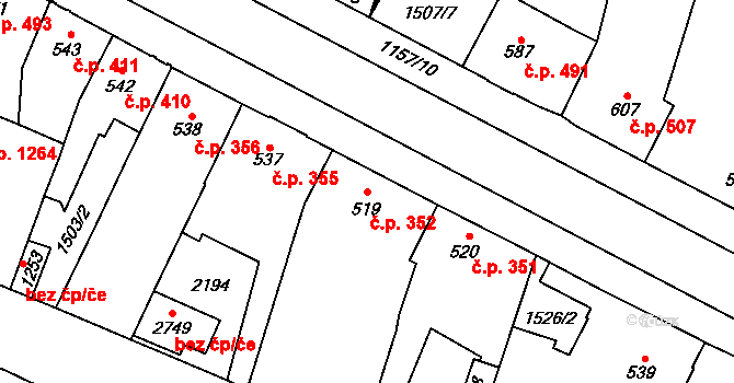 Třebechovice pod Orebem 352 na parcele st. 519 v KÚ Třebechovice pod Orebem, Katastrální mapa