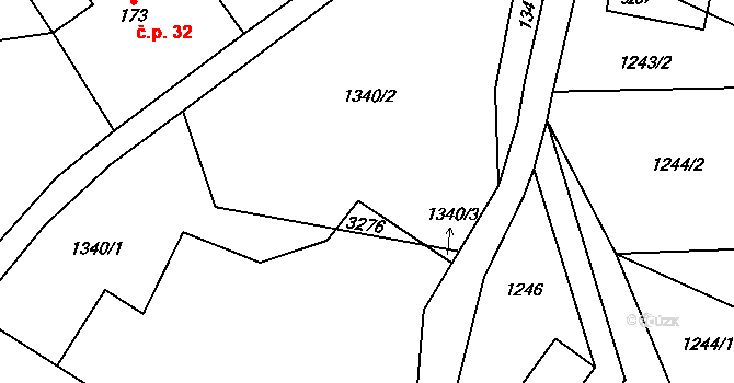 Čistá u Horek 33 na parcele st. 177 v KÚ Čistá u Horek, Katastrální mapa