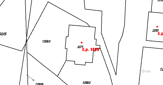 Rožnov pod Radhoštěm 1558 na parcele st. 3371 v KÚ Rožnov pod Radhoštěm, Katastrální mapa