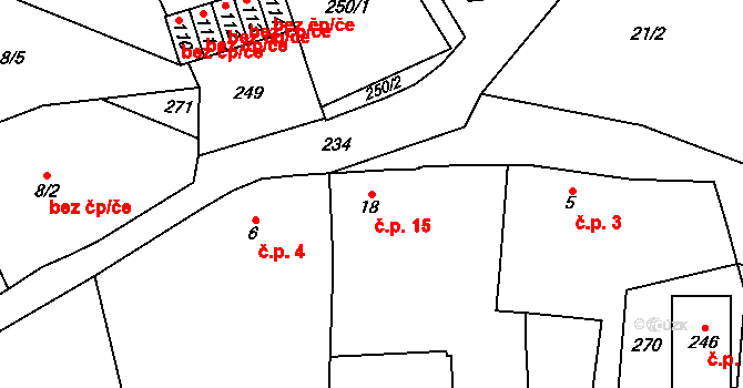 Libonice 15, Hořice na parcele st. 18 v KÚ Libonice, Katastrální mapa