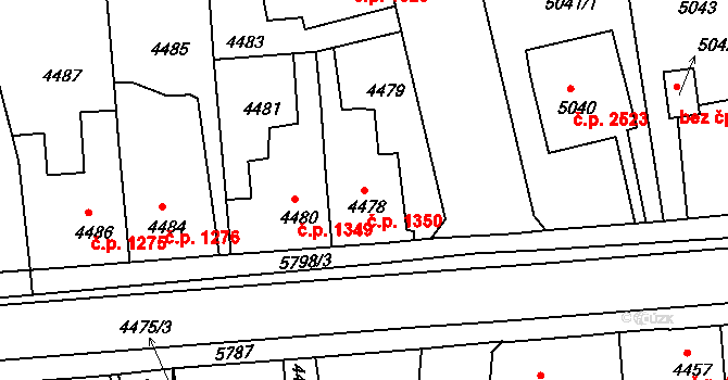 Tábor 1350 na parcele st. 4478 v KÚ Tábor, Katastrální mapa