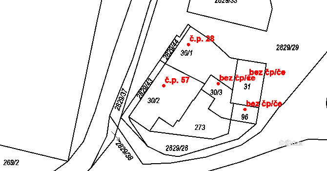 Plástovice 57, Sedlec na parcele st. 30/2 v KÚ Plástovice, Katastrální mapa