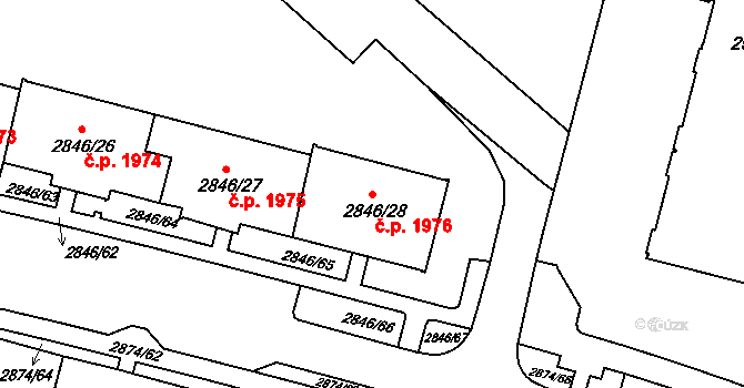 Sokolov 1976 na parcele st. 2846/28 v KÚ Sokolov, Katastrální mapa