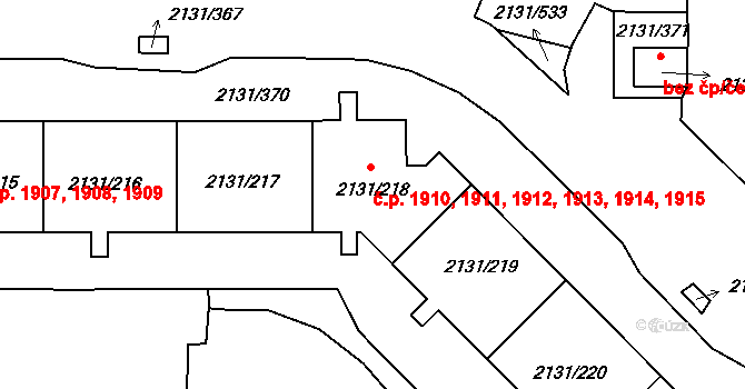 Stodůlky 1910,1911,1912,1913,, Praha na parcele st. 2131/218 v KÚ Stodůlky, Katastrální mapa