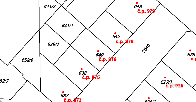 Bubeneč 976, Praha na parcele st. 640 v KÚ Bubeneč, Katastrální mapa
