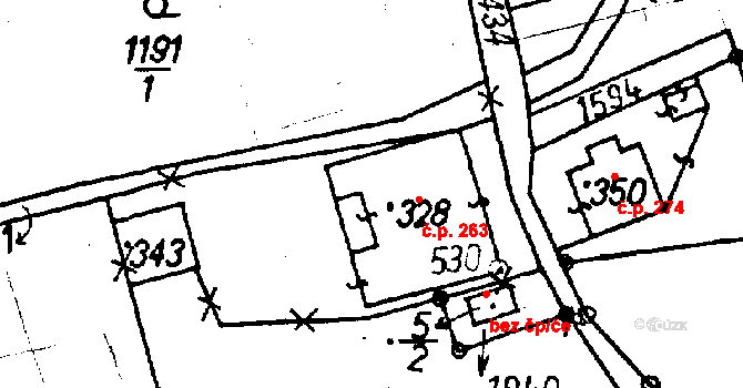 Jeřmanice 263 na parcele st. 328 v KÚ Jeřmanice, Katastrální mapa