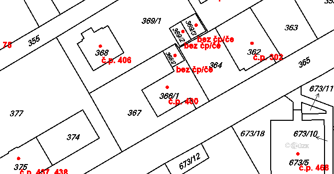 Liberec XI-Růžodol I 400, Liberec na parcele st. 366/1 v KÚ Růžodol I, Katastrální mapa