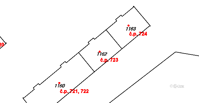 Hostinné 723 na parcele st. 1162 v KÚ Hostinné, Katastrální mapa