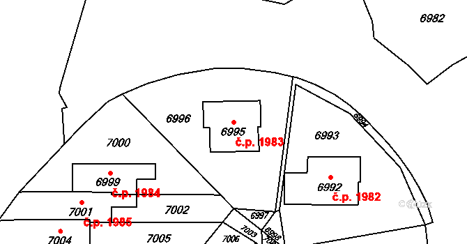 Vsetín 1983 na parcele st. 6995 v KÚ Vsetín, Katastrální mapa
