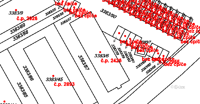 Přerov I-Město 2426, Přerov na parcele st. 3383/6 v KÚ Přerov, Katastrální mapa