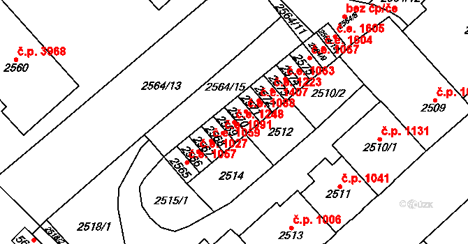 Chomutov 1248 na parcele st. 2569 v KÚ Chomutov I, Katastrální mapa
