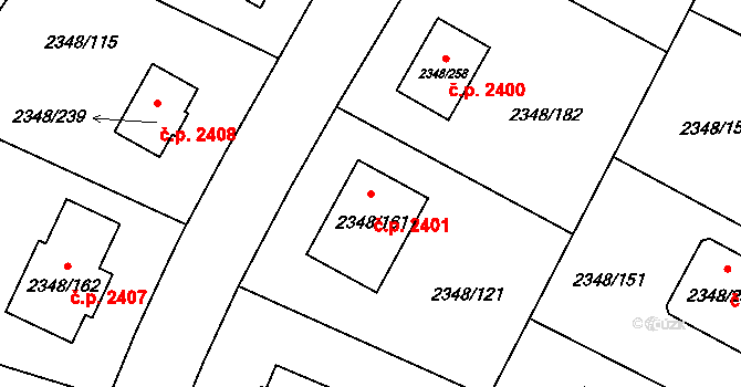 Pelhřimov 2401 na parcele st. 2348/161 v KÚ Pelhřimov, Katastrální mapa