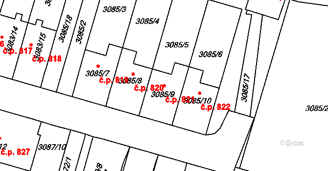 Bystřice nad Pernštejnem 821 na parcele st. 3085/9 v KÚ Bystřice nad Pernštejnem, Katastrální mapa