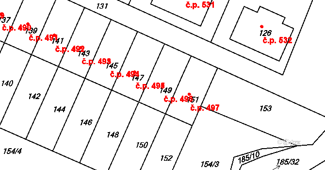 Želechovice nad Dřevnicí 496 na parcele st. 149 v KÚ Želechovice nad Dřevnicí, Katastrální mapa