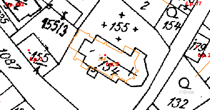 Žiželice 2 na parcele st. 154 v KÚ Žiželice nad Cidlinou, Katastrální mapa