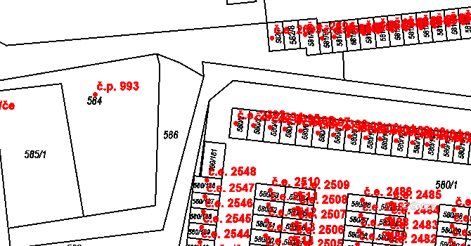 Bludovice 2393, Havířov na parcele st. 580/2 v KÚ Bludovice, Katastrální mapa